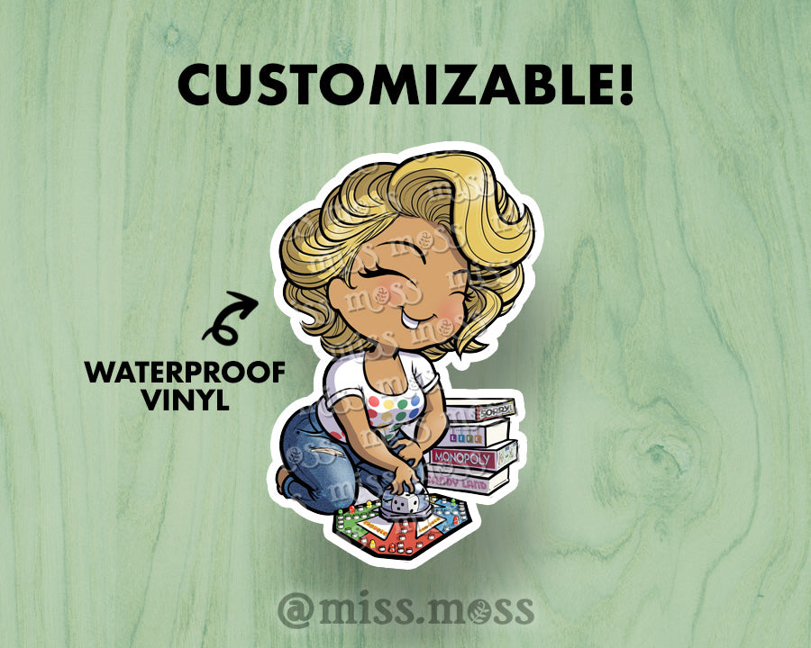 Game Night Girl Large Vinyl Sticker