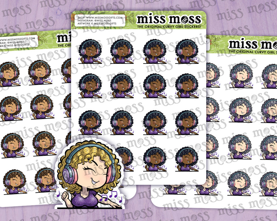 Headphone Girl Vinyl Planner Stickers