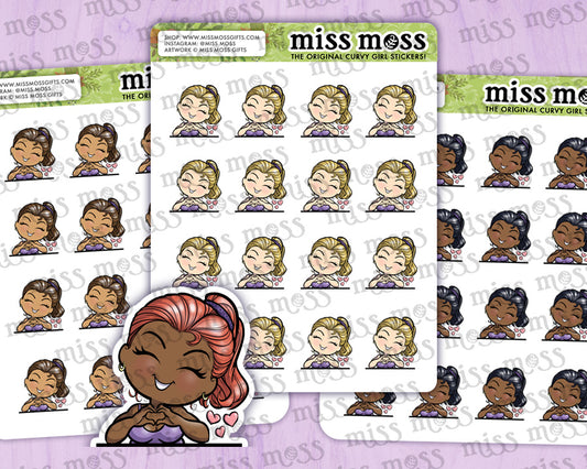Heart Hand Girl Vinyl Planner Stickers