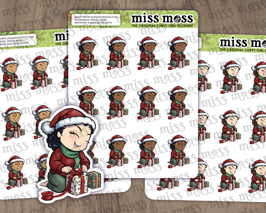 Christmas Gift Wrapping Girl Planner Stickers