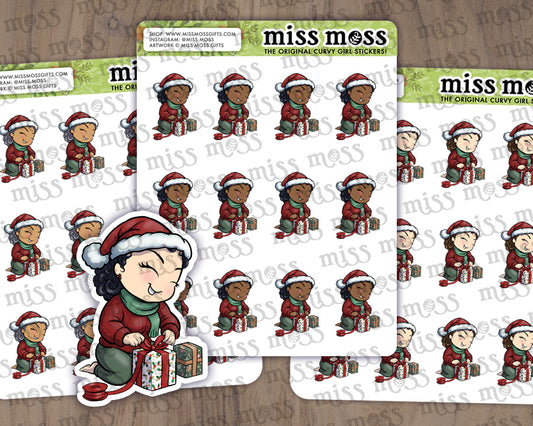 Christmas Gift Wrapping Girl Planner Stickers