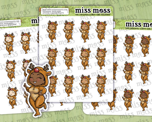 Reindeer Onesie Girl Vinyl Planner Stickers