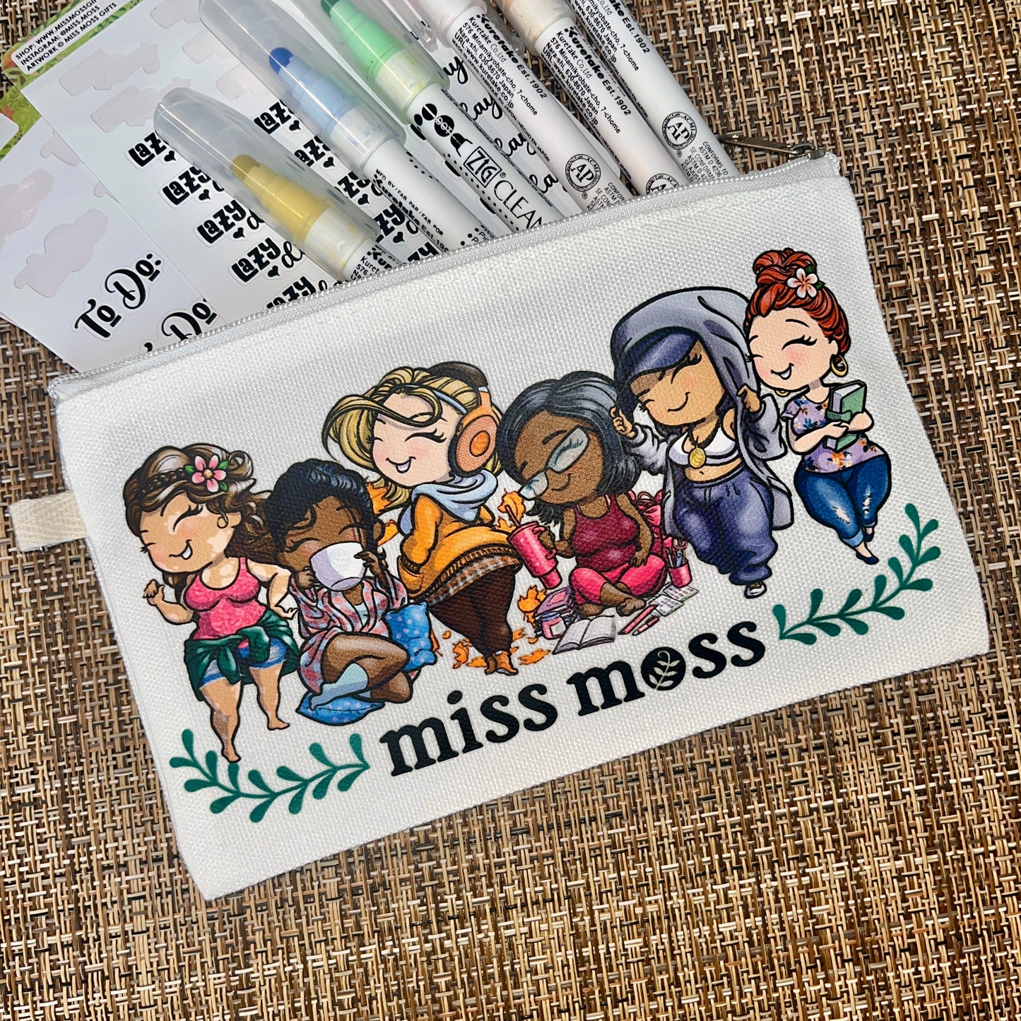 Miss Moss Canvas Sticker & Pencil Pouch