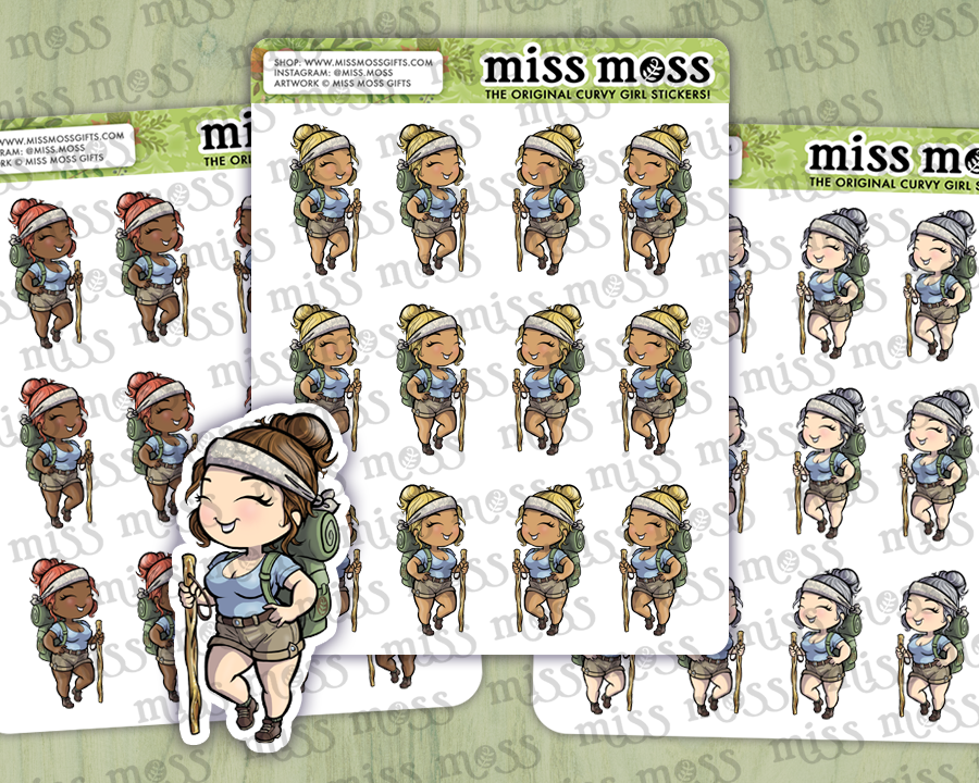 Hiking Hiker Girl Nature Lover Vinyl Planner Stickers
