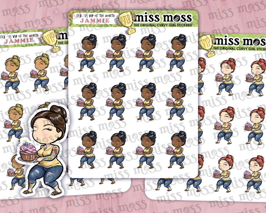 February '25 VIP of the Month Jammie / Cupcake Vinyl Planner Stickers