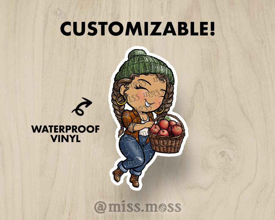 Apple Picking Autumn Girl Large Vinyl Sticker