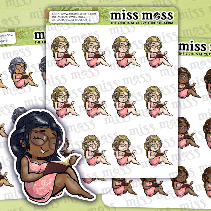 Bible Reading Girl Vinyl Planner Stickers