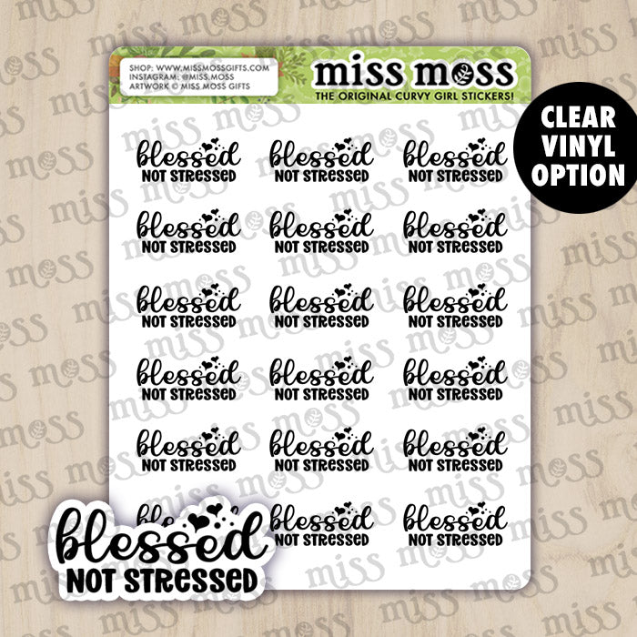 Blessed Not Stressed Script Lettering Planner Stickers