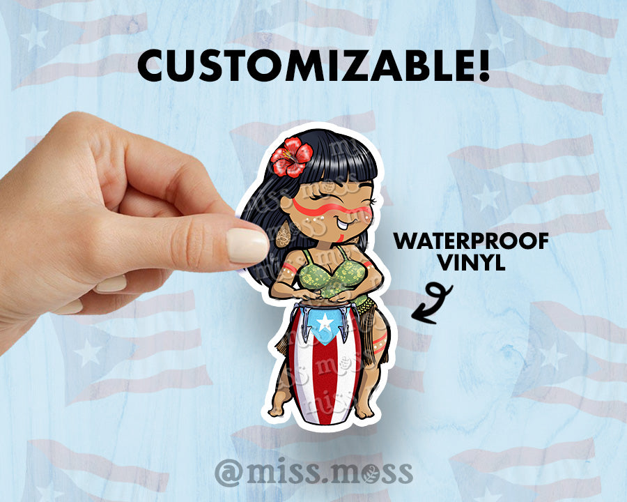 Bongo Girl Puerto Rico Large Vinyl Sticker