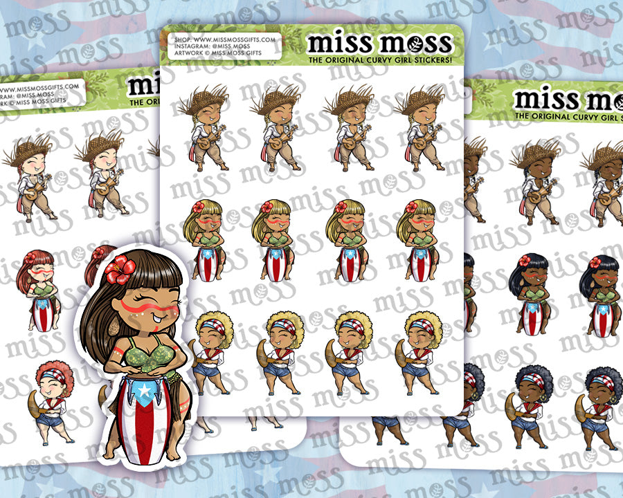 Boricua Girls Puerto Rico Vinyl Planner Stickers