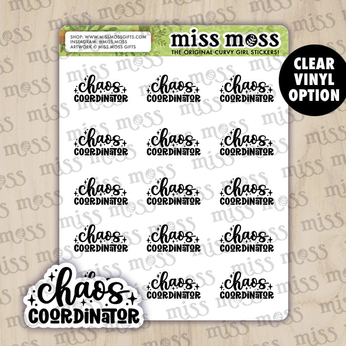Chaos Coordinator Script Lettering Planner Stickers