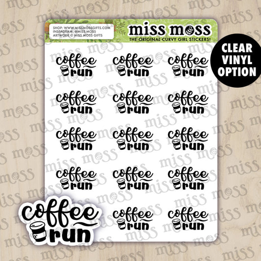 Coffee Run Script Lettering Planner Stickers