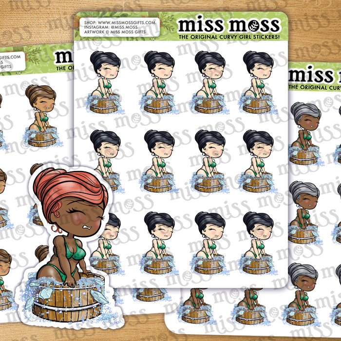 Cold Plunge Girl Vinyl Planner Stickers