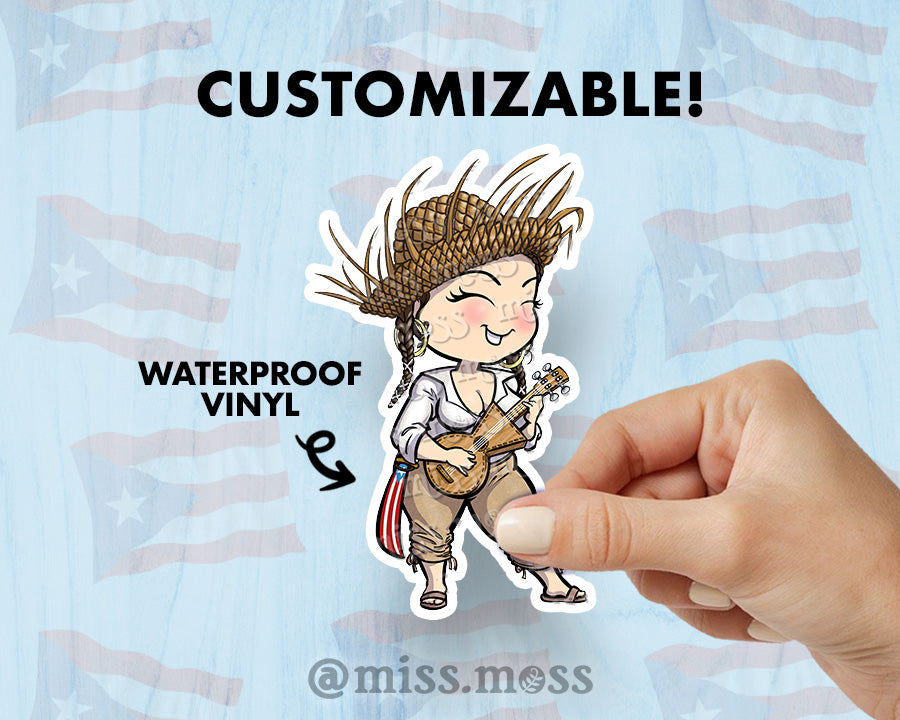 Cuatro Girl Puerto Rico Large Vinyl Sticker