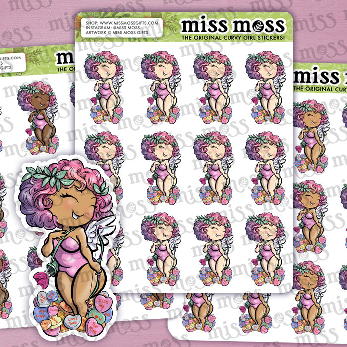 Curvy Cupid Valentine's Day Stickers