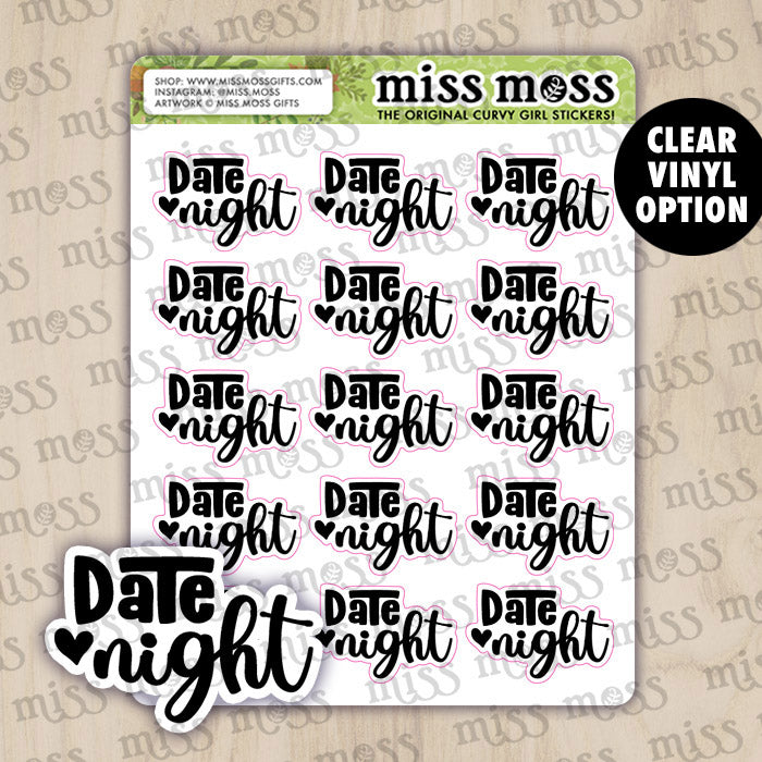 Date Night Script Lettering Planner Stickers