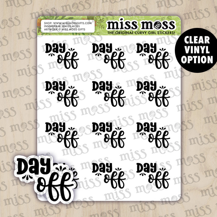 Day Off Script Lettering Planner Stickers