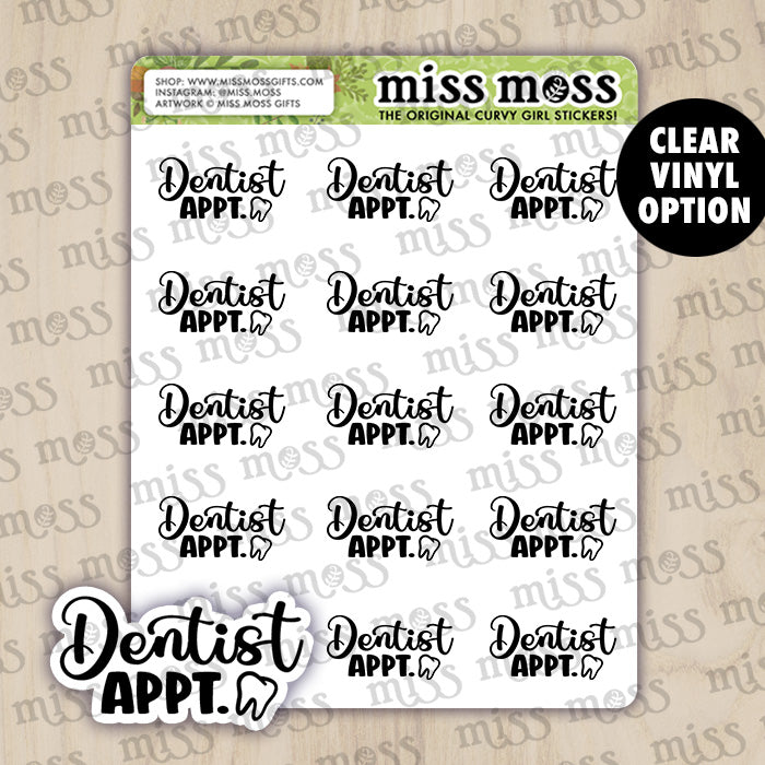 Dentist Appointment Script Lettering Planner Stickers