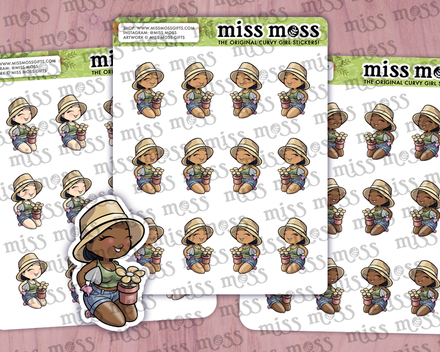 Flower Pot Girl Vinyl Planner Stickers