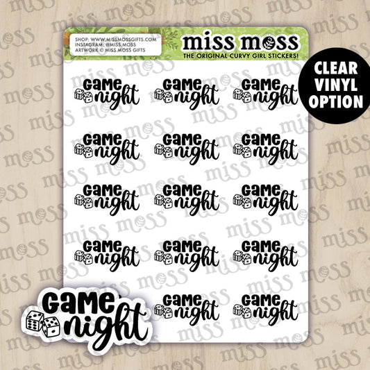 Game Night Script Lettering Planner Stickers