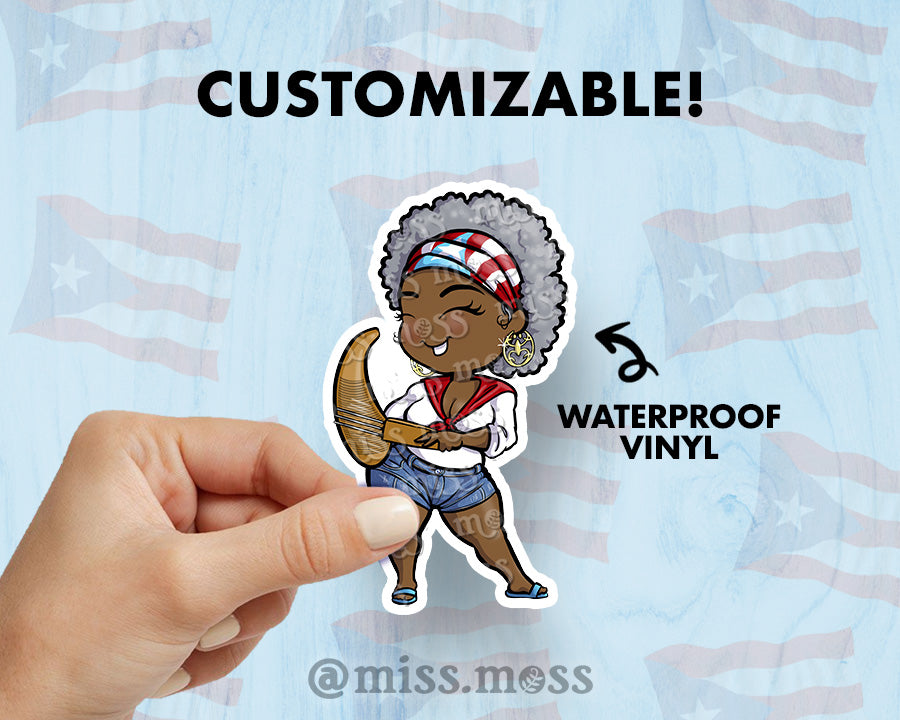 Guiro Girl Puerto Rico Large Vinyl Sticker