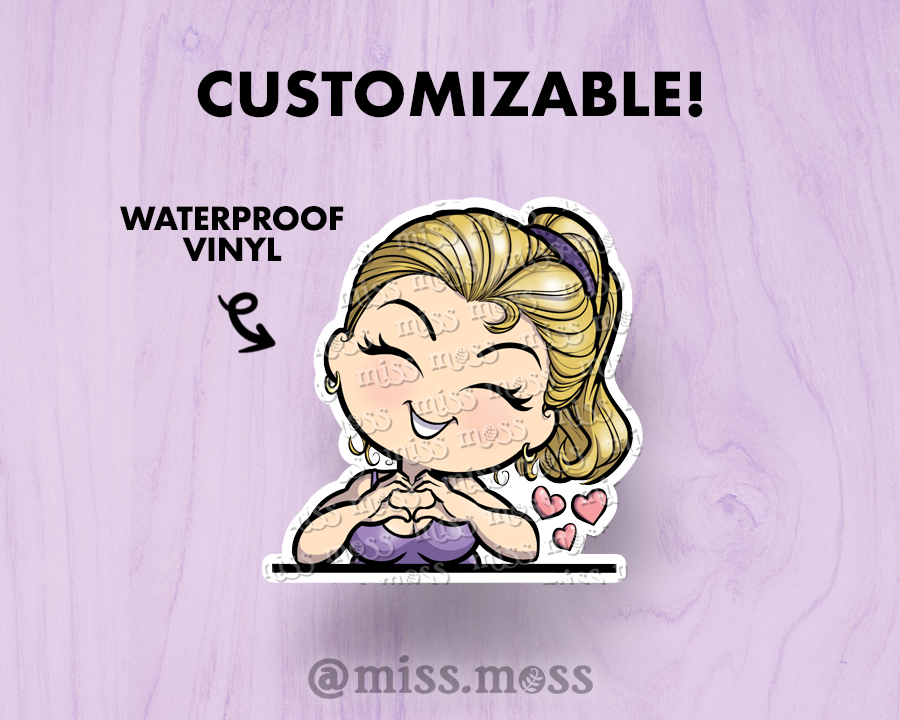 Heart Hand Girl Large Vinyl Sticker