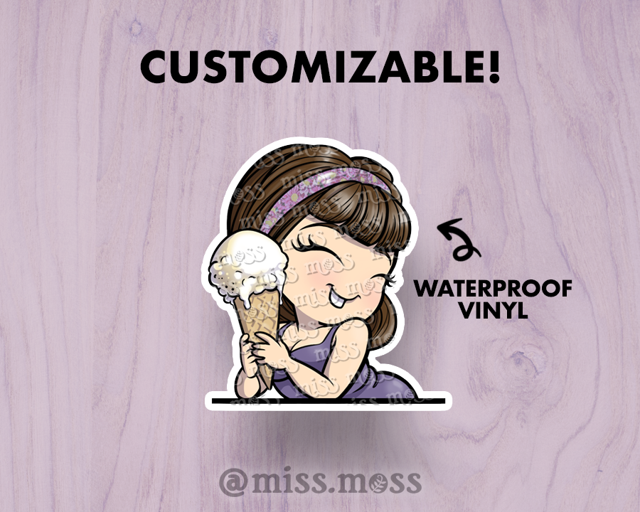 Ice Cream Girl Large Vinyl Sticker