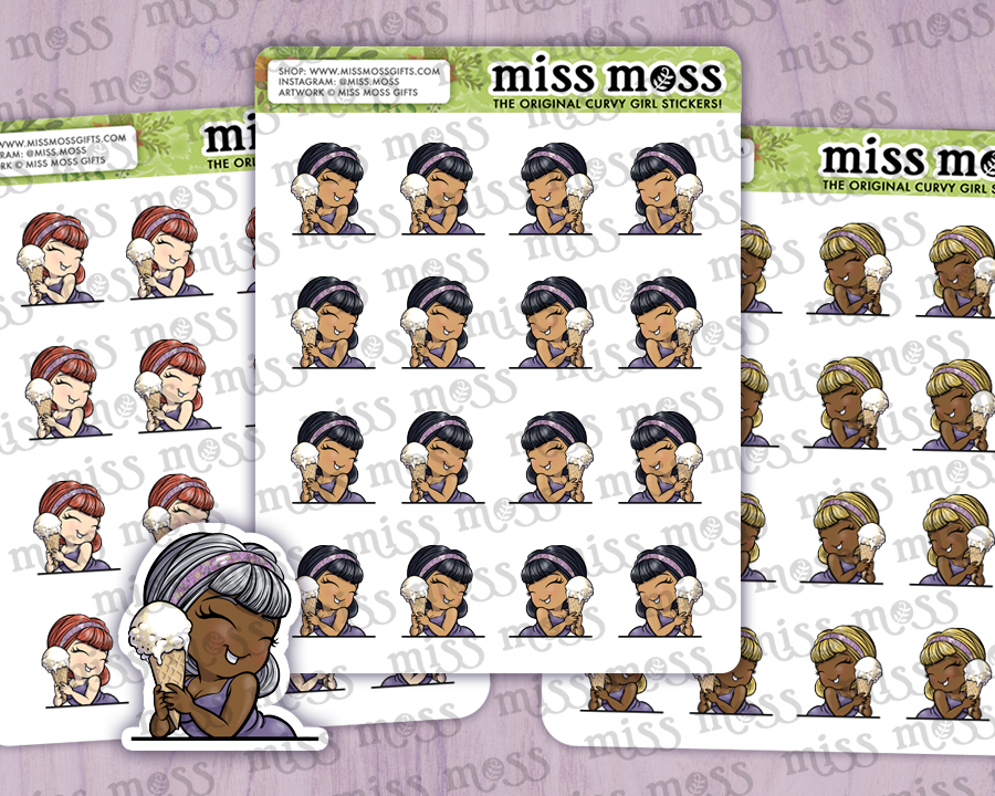 Ice Cream Girl Planner Journaling Stickers