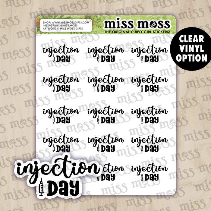 Injection Day Script Lettering Planner Stickers