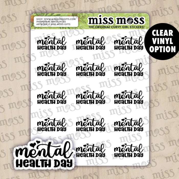 Mental Health Day Script Lettering Planner Stickers