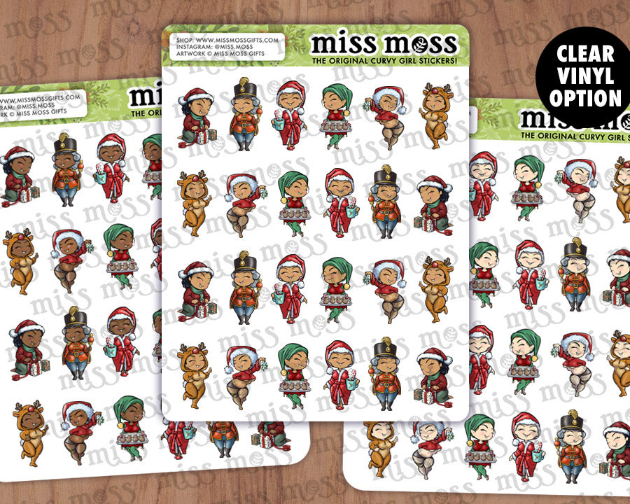 Mini Christmas Curvy Girls Vinyl Planner Stickers