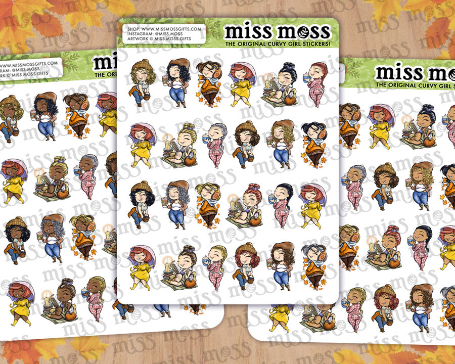 Mini Fall Curvy Girls Vinyl Planner Stickers
