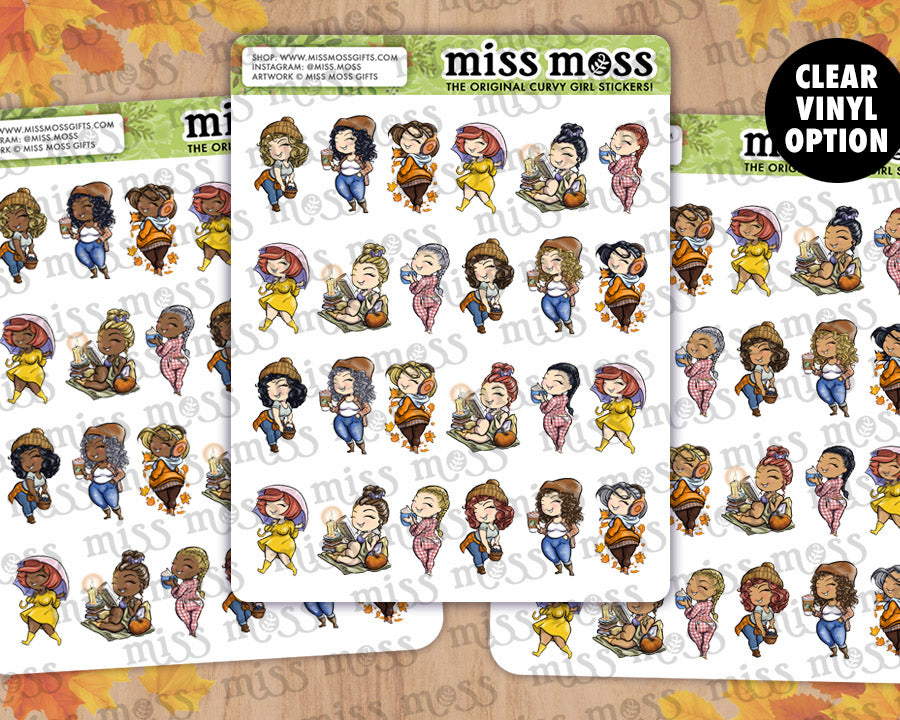 Mini Fall Curvy Girls Vinyl Planner Stickers