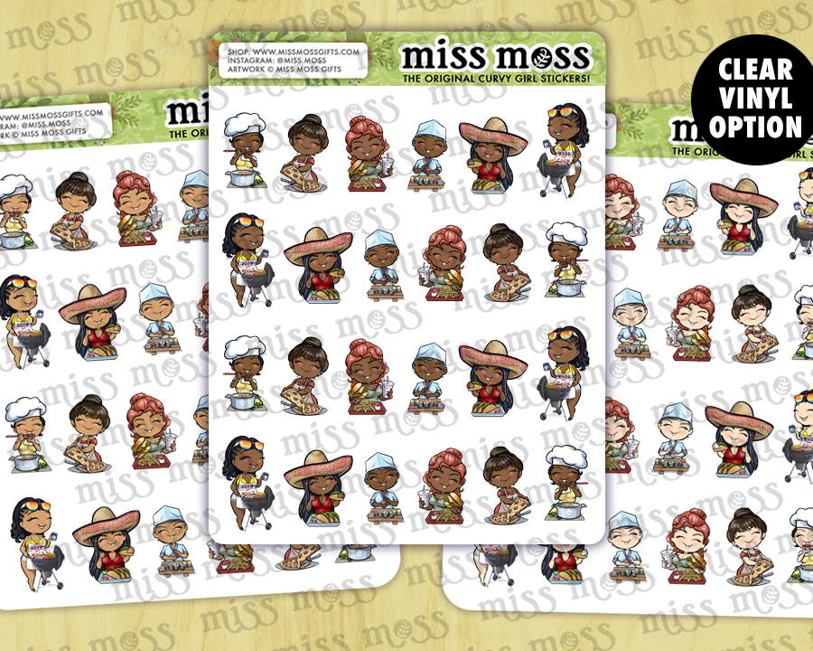 Mini FOOD Curvy Girls Vinyl Planner Stickers