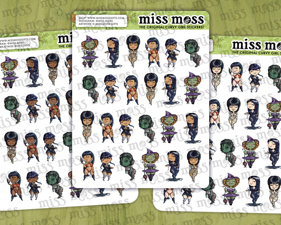 Mini Halloween Babes Vinyl Planner Stickers