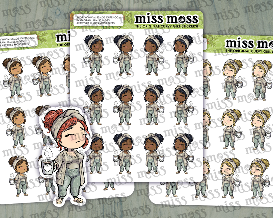 Morning Coffee Girl Vinyl Planner Stickers