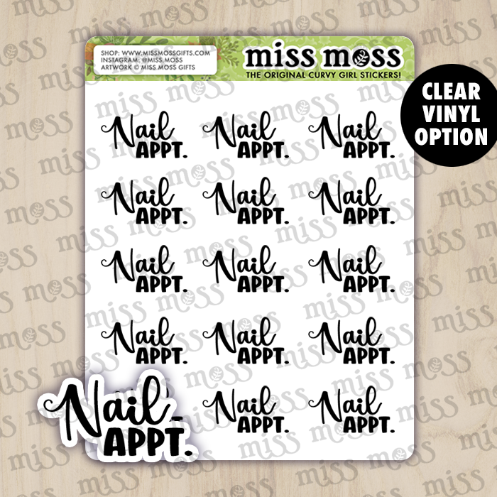 Nail Appointment Script Lettering Planner Stickers