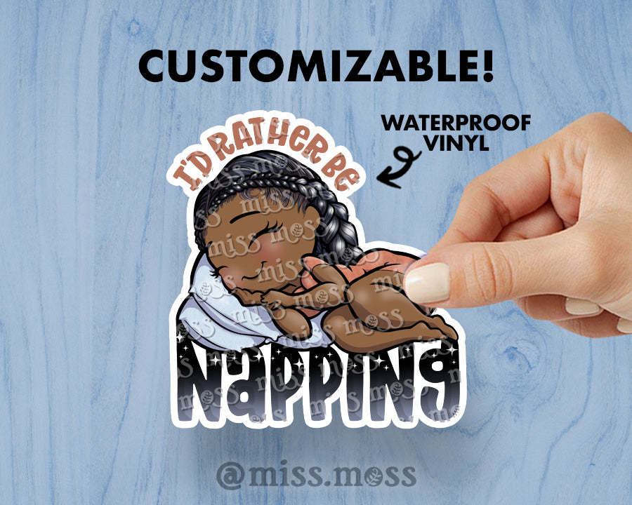 I'd Rather Be Napping Waterproof Vinyl Sticker