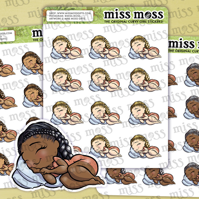 Napping Girl Waterproof Vinyl Planner Stickers