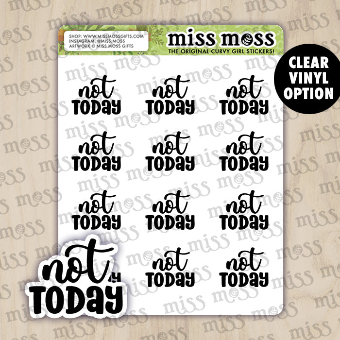 Not Today Script Lettering Planner Stickers