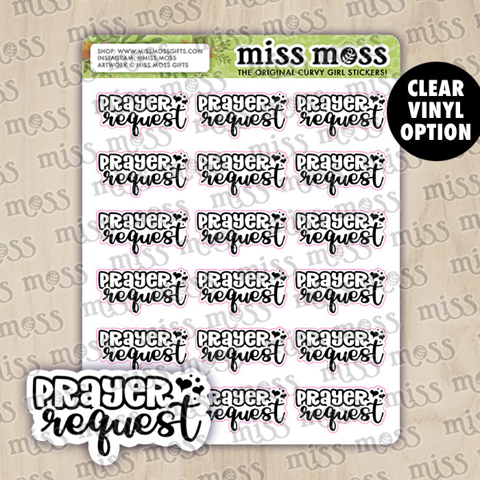 Prayer Request Script Lettering Stickers