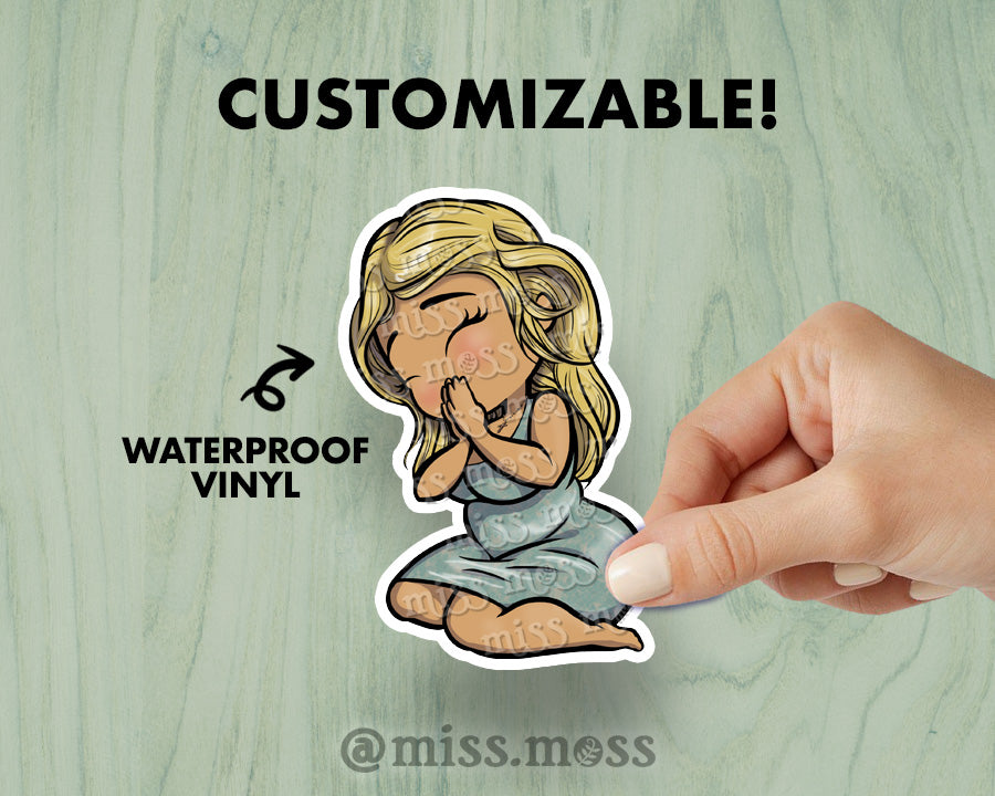 Praying Girl Large Vinyl Sticker