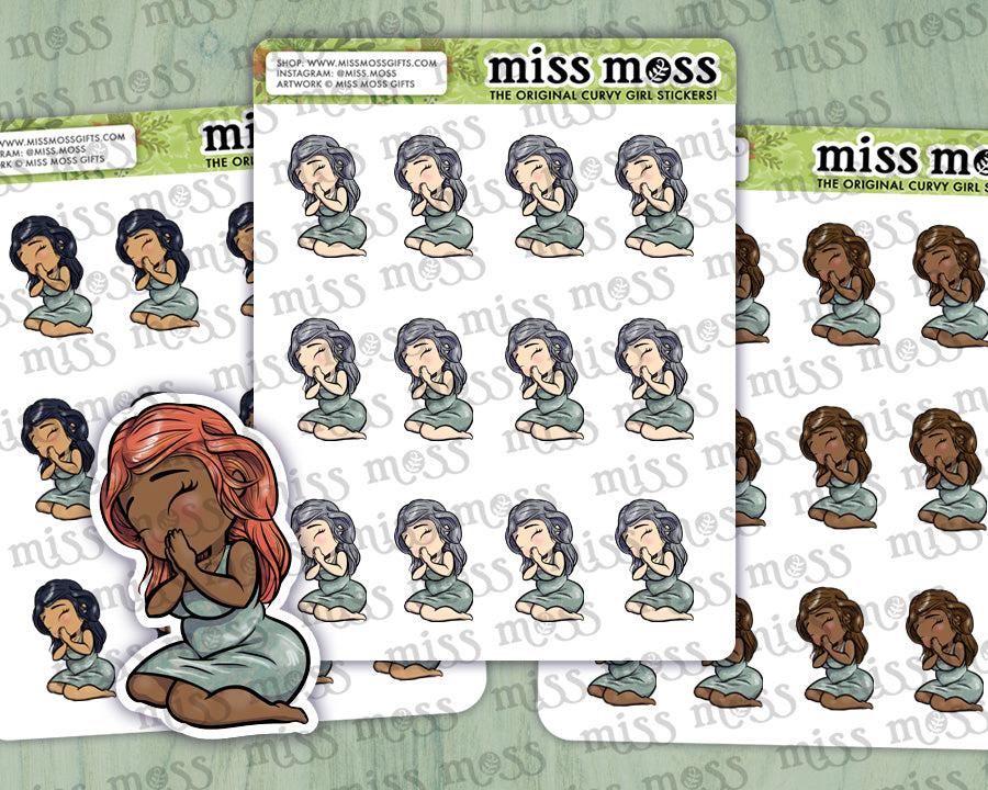 Praying Girl Vinyl Planner Stickers