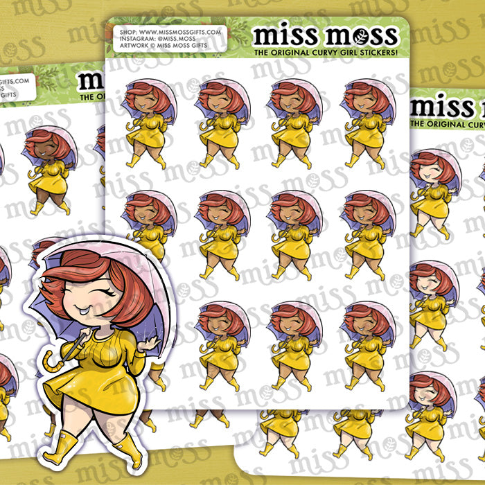 Rainy Day Girl Vinyl Planner Stickers