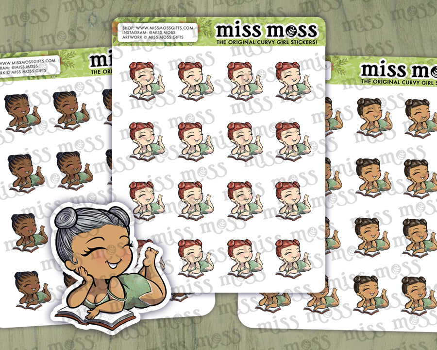 Reading Girl Vinyl Planner Stickers