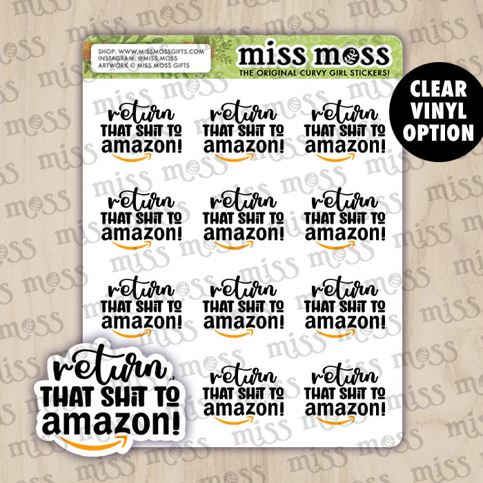 Return That Shit To Amazon Script Lettering Stickers