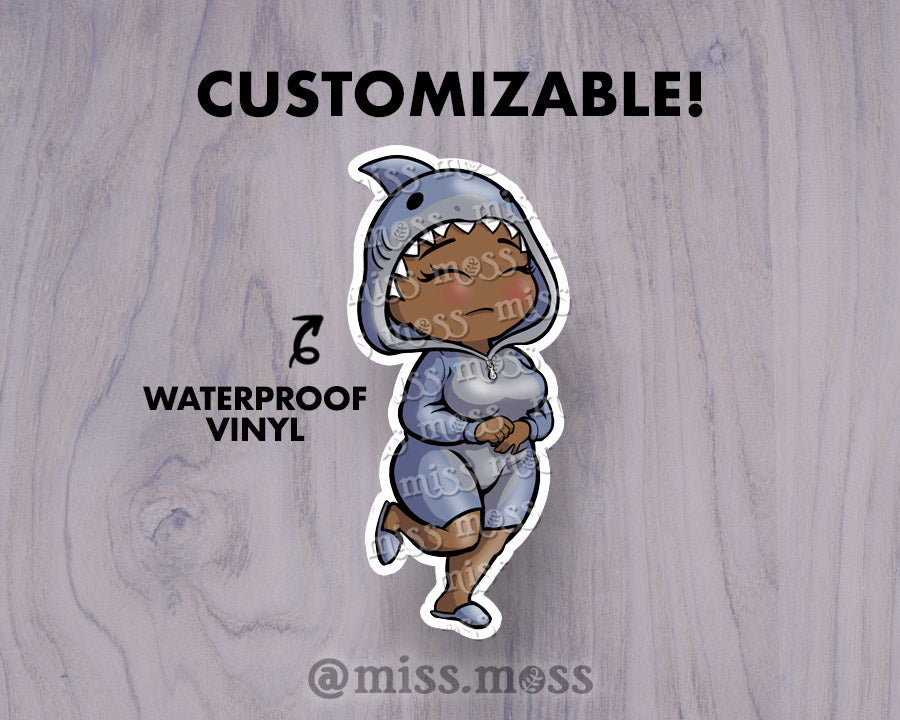 Shark Onesie Girl Large Vinyl Sticker