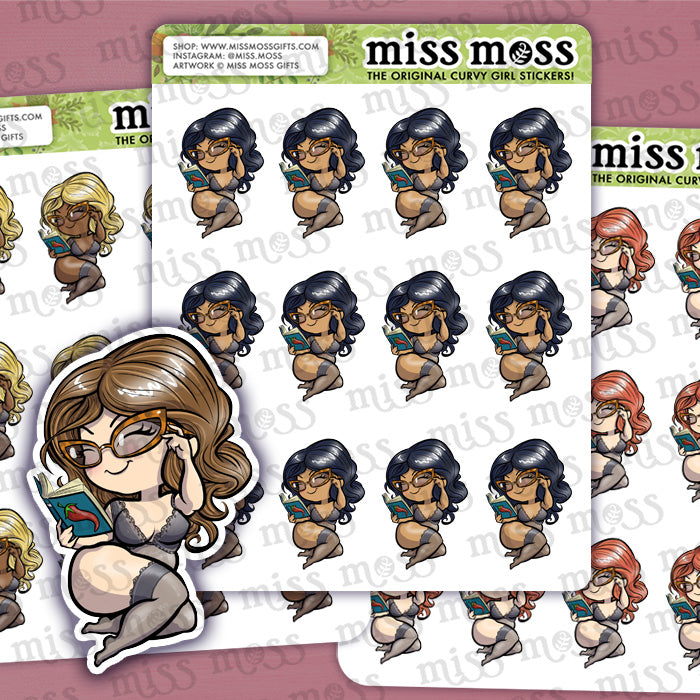 Spicy Book Reading Girl Vinyl Planner Stickers