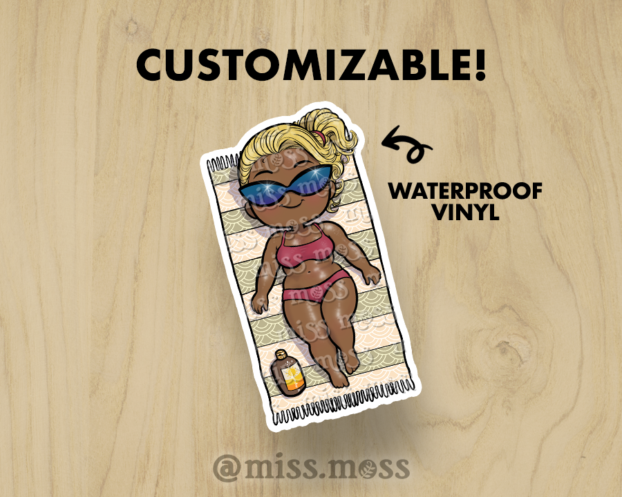 Sun Bathing Babe Large Vinyl Sticker