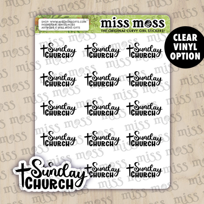 Sunday Church Script Lettering Planner Stickers
